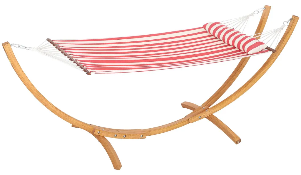 Hamac stable sans arbres avec support bois, lit coton 310cm confortable