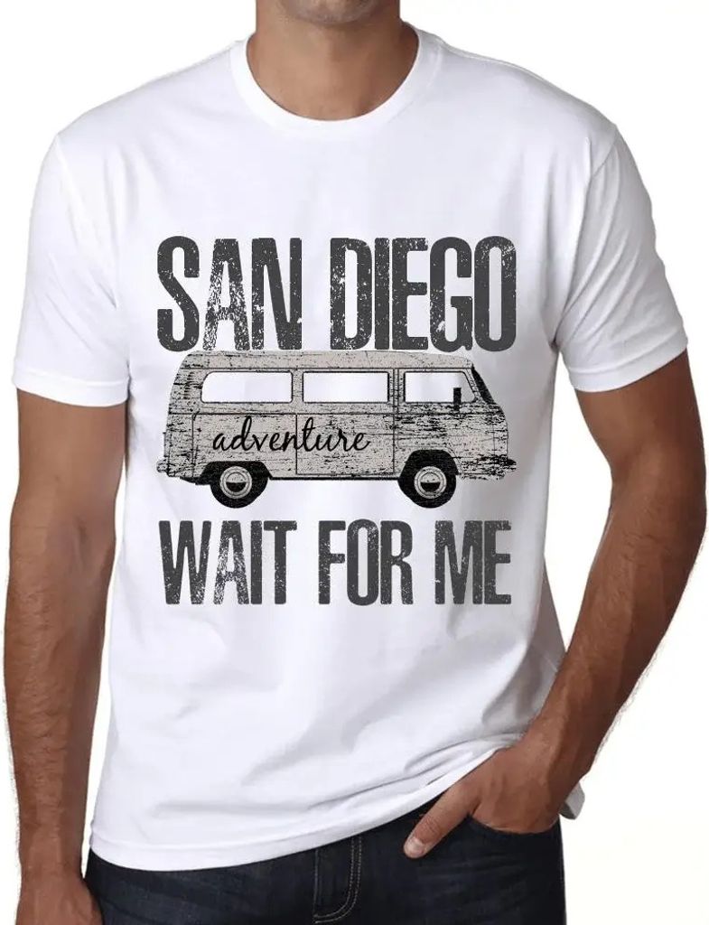 Herren Grafik T-Shirt Abenteuer warten auf mich in San Diego – Adventure Wait For Me In San Diego – Öko-Verantwortlich Vintage Jahrgang Kurzarm