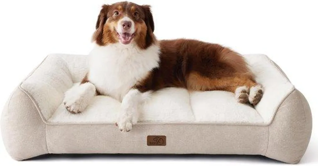 Coussin Chien Déperlant en Sherpa Moelleux - Tapis Lavable 89x63 cm