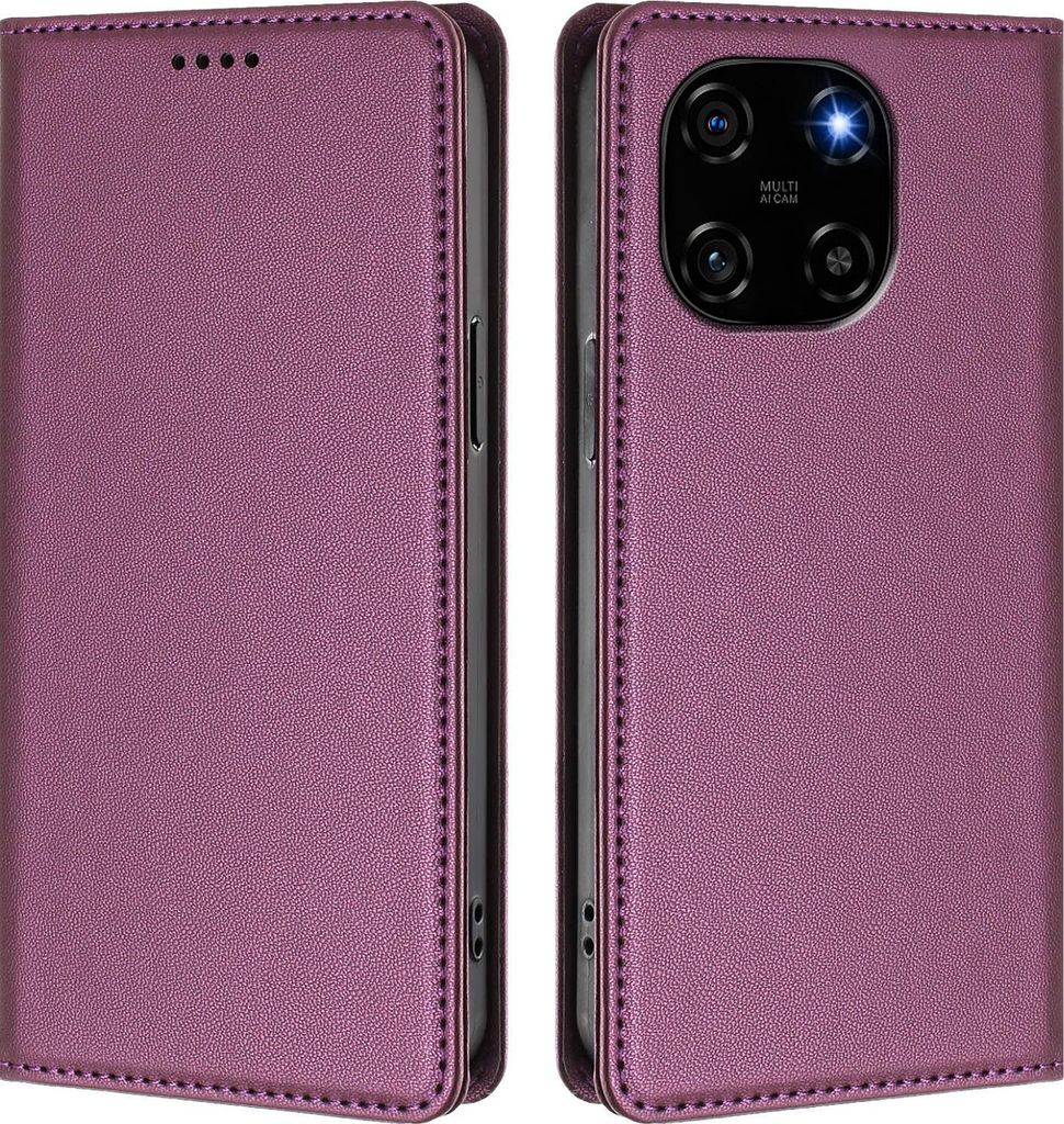 Handyhülle für Blackview Color 6, Kunstleder Klapphülle Stoßfeste Magnetische Hülle mit Ständer Lila