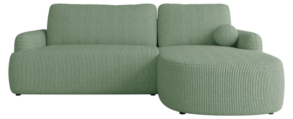 MIRJAN24 Ecksofa Loridu Cord, Wohnzimmmer L-Form mit Schlaffunktion und Bettkasten (Farbe: Poso 47, Seite: Rechts)