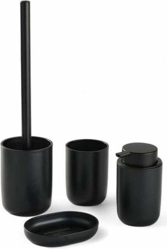 Badezimmer Set TODAY HOY Schwarz Kunststoff Moderne 4 Stücke (4 Stück)