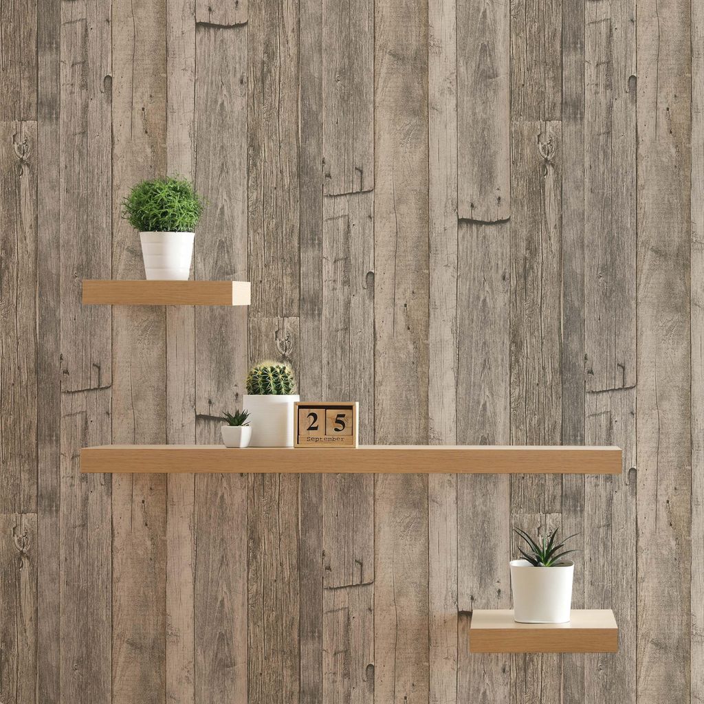 TADESSI Tapete Holz Gianluca M1-No.917 Vliestapete Beige Schwarz Landhaus Tapeten in Holzoptik Wohnzimmer Schlafzimmer