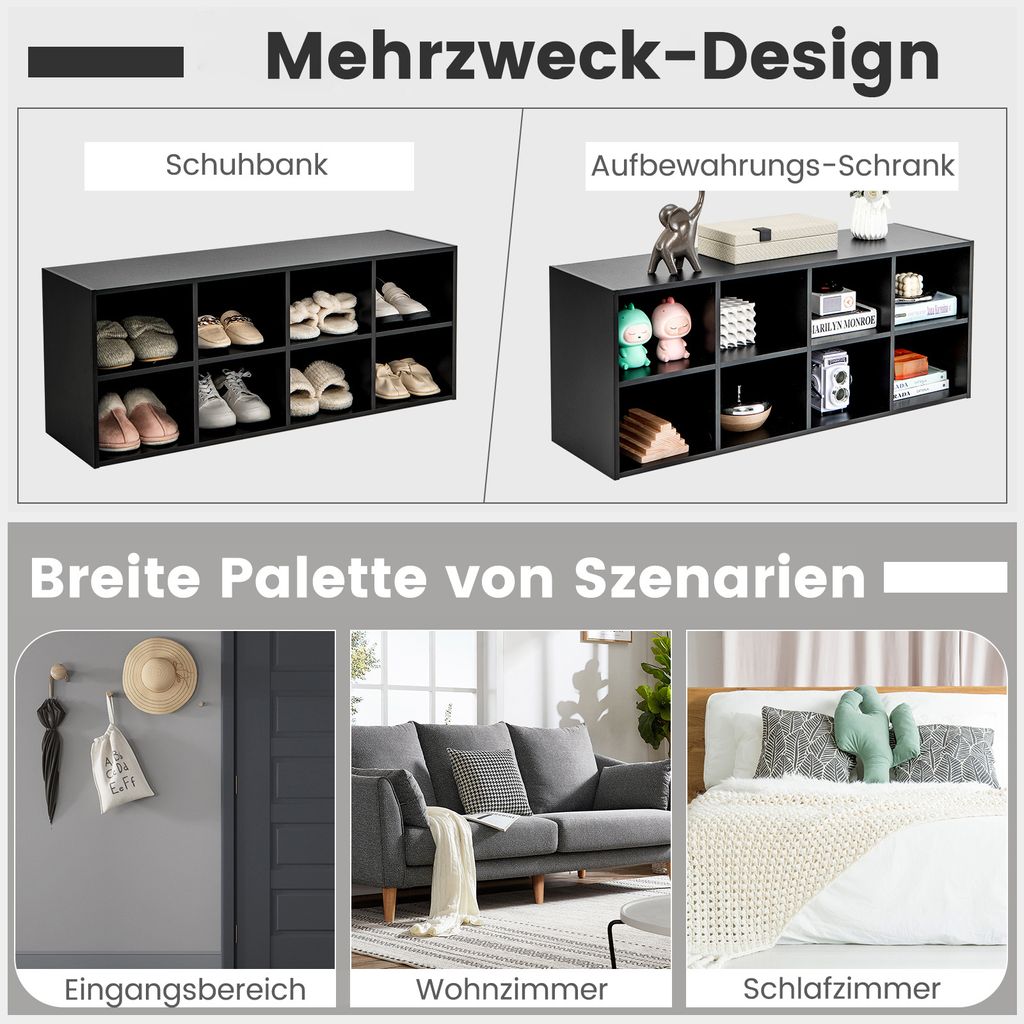 VidaXL Schuhregal Schwarze Eiche - 2 Schubladen & Regale Für Flur & Schlafzimmer