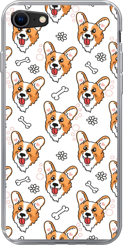 MuchoWow Handyhülle Schutzhülle Hülle für Telefoonhoesje iPhone SE 2020 Muster - Hund - Corgi - Jungen - Mädchen - Kinder - Kinder Silikon S...