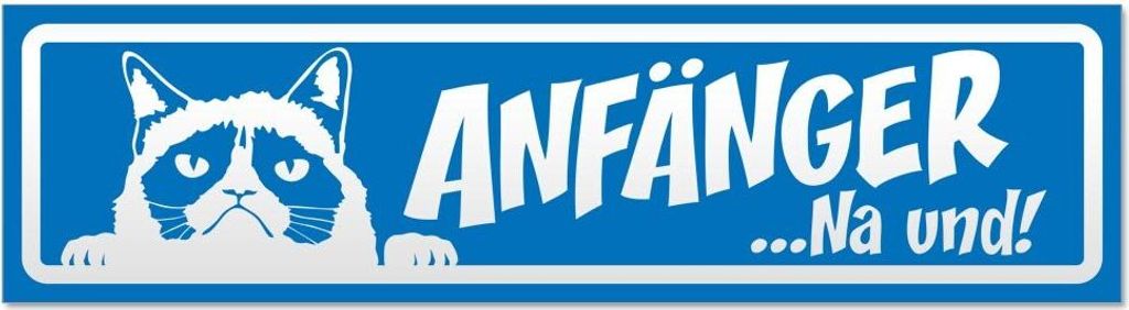 Kiwistar Anfänger NA und Katze invertiert Magnetschild Schild magnetisch - 30cm Blau - Magnetfolie für Auto PKW Kfz