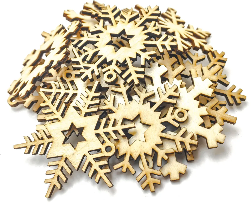 Boules de Noël en bois peint blanc neige, 16 pièces pour décoration