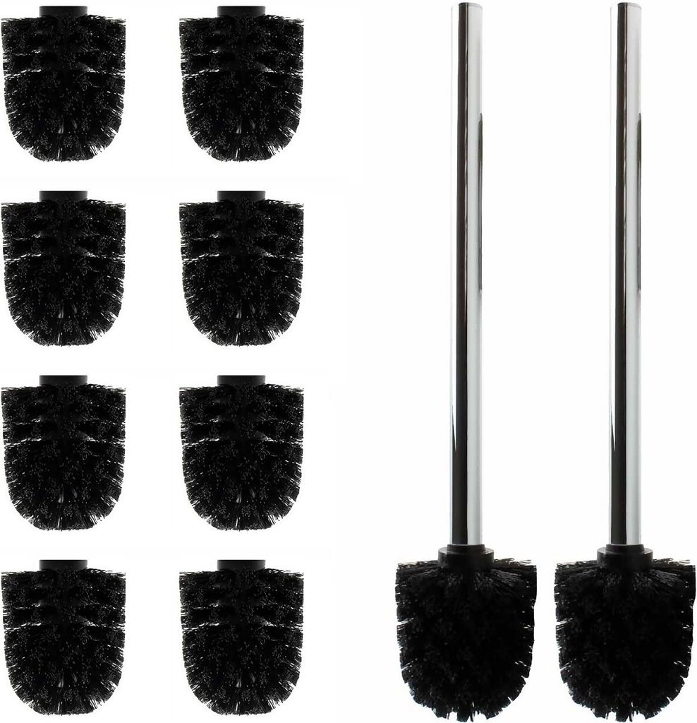 Daloual 10 x Bürstenkopf Schwarz Ø 8 cm 2 x Griff 41 cm