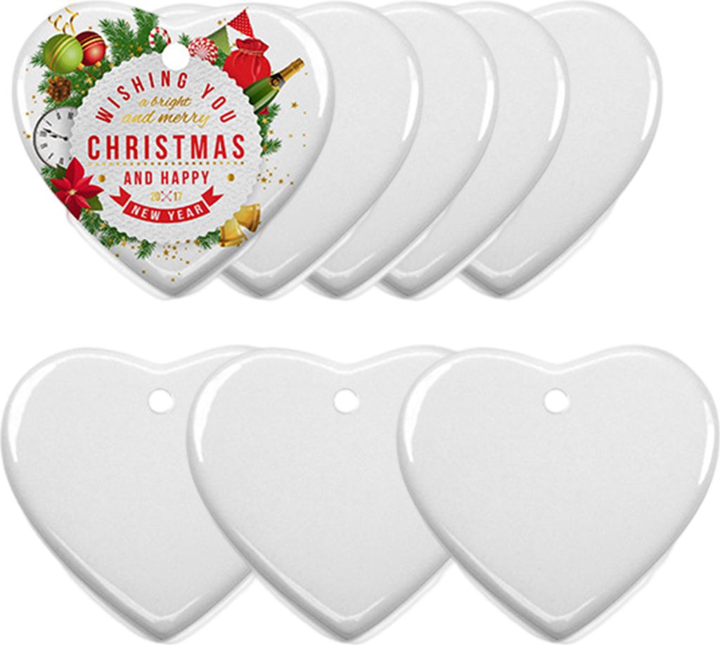 1 Set Keramikanhänger sublimiert waschbarer kedenresistenten dekorativen weißen Porzellan-Sublimation leere Keramikverzierung für Weihnachten