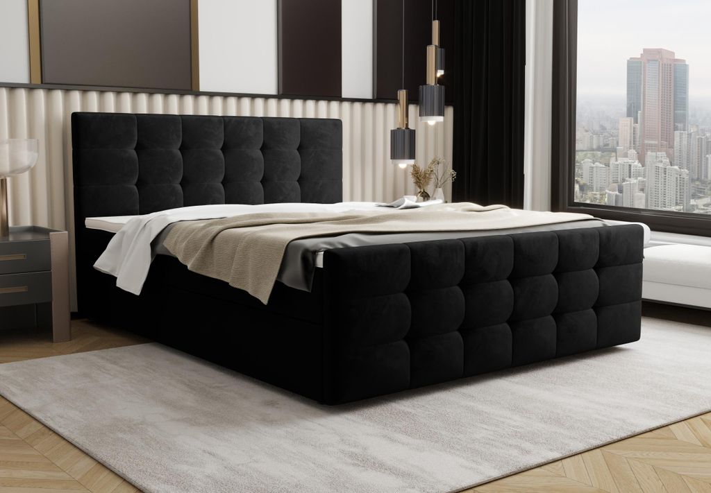B&B Home Boxspringbett Corias 200x200 cm – mit Bettkasten