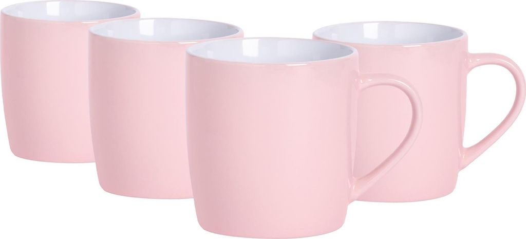 Argon Ta Farbige Kaffeetassen – 350 ml – Rosa – 4er-Pack – Robuste Teetasse aus Steingut, spülmaschinen- und mikrowellengeeignet