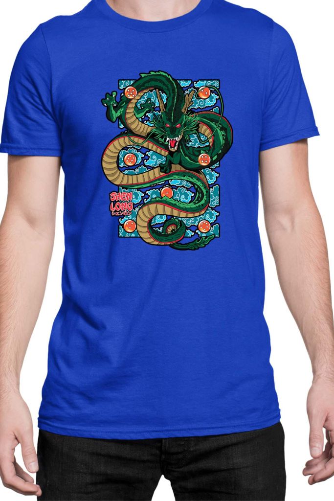 Herren T-Shirt Japan Manga Anime Comics Animation Dragon Anime Manga Ball Dragon Shenglong, Man L / Blau