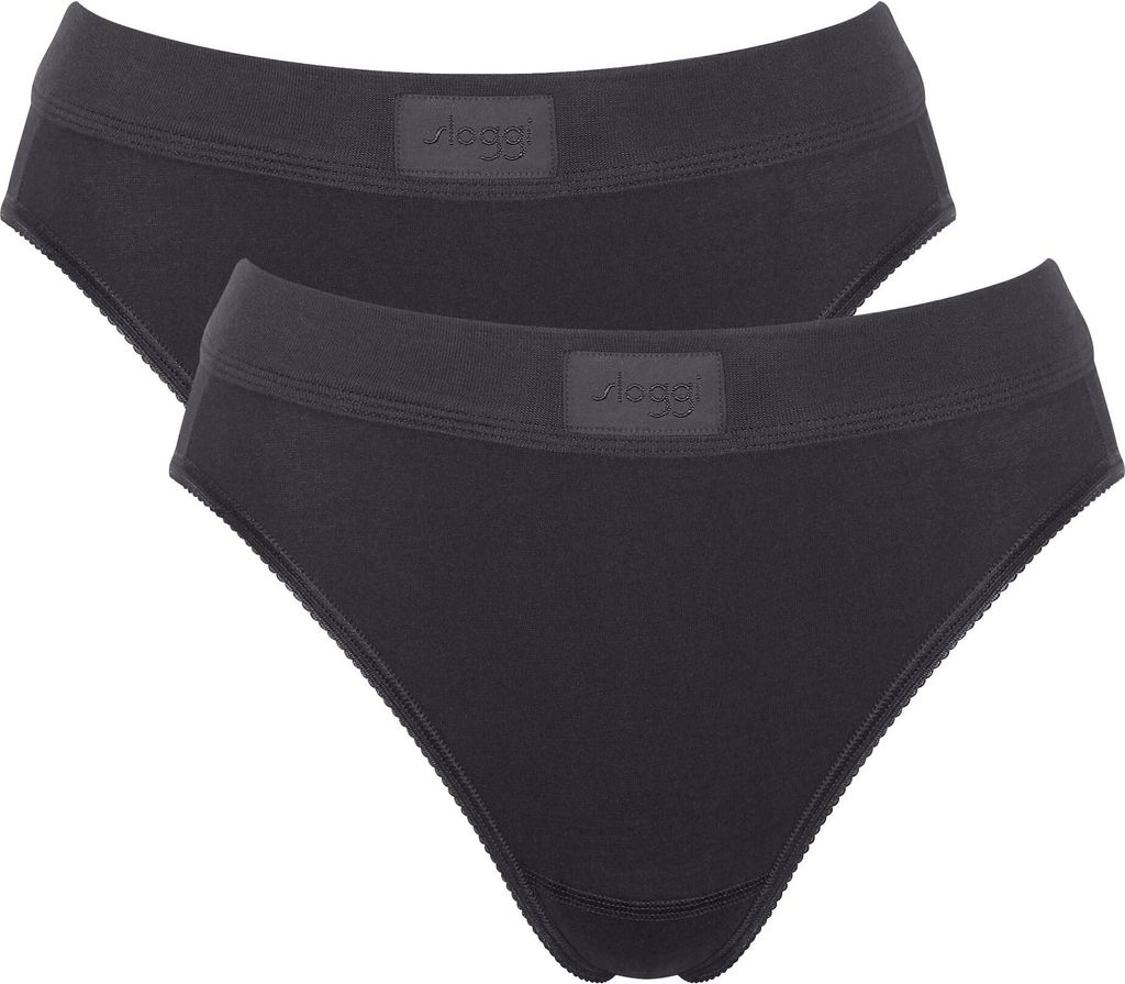 Sloggi Damen Slips, 2er Pack - Double Comfort Tai 2P, Unterhose, Stretch-Baumwolle Schwarz 2XL