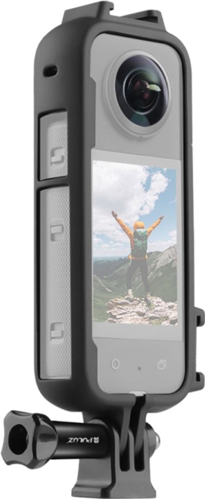 PULUZ Panoramakamera Schutzrahmen Video Cage mit Dual Cold Shoe Stativadapter Halterung Kamera Vlog Zubehoer fuer Insta360 X3
