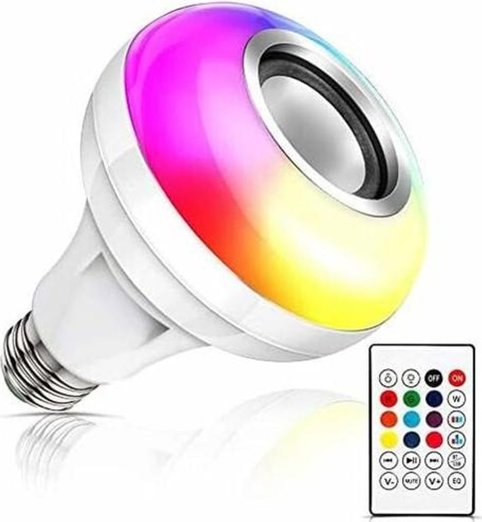 Musik-LED-Lampe, E27 Bluetooth-Lautsprecher RGB-Farbwechsellampe mit USB-Anschluss und Fernbedienung für Partys