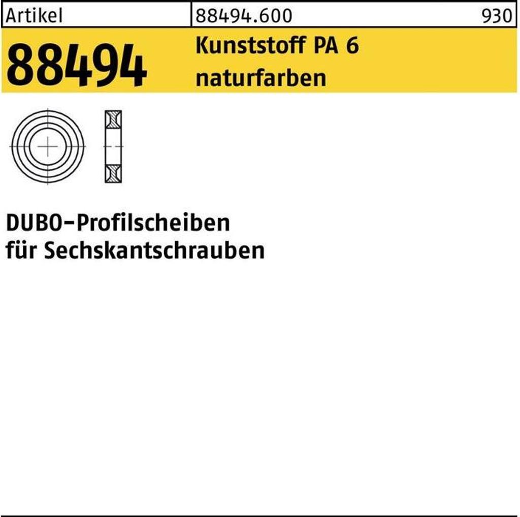 Profilscheibe R 88494 f.6-kantschrauben 199 - M 4x 2,6 Polyamid 6 naturfarben