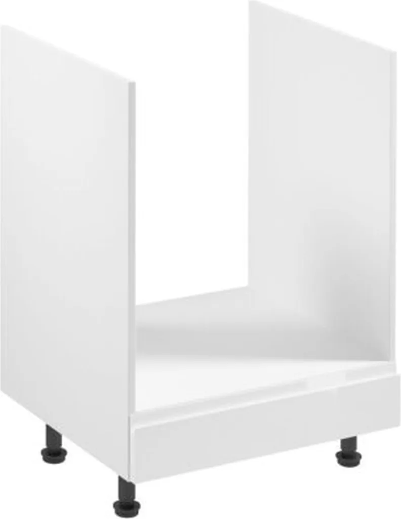 Meuble bas de cuisine blanc laqué et son grand tiroir de socle discret