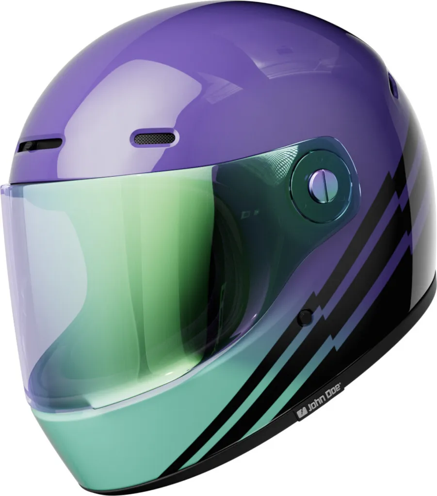Casque de Moto Spectral JD/One John Doe Coloris Lila et Turquoise