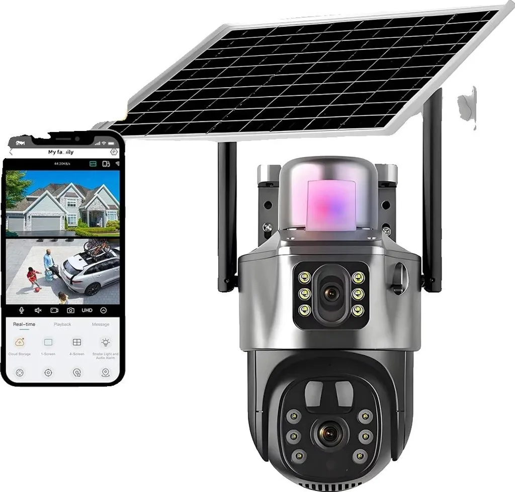 Caméra WiFi extérieure solaire 4K - Système de vidéoprotection sans fil 1Pcs