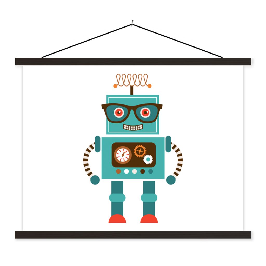 MuchoWow Textilposter Roboter - Schutzbrille - Zahnräder - Gesicht - Jungen - Kinder 40x30 cm mit schwarzem Rahmen - Dekorationen