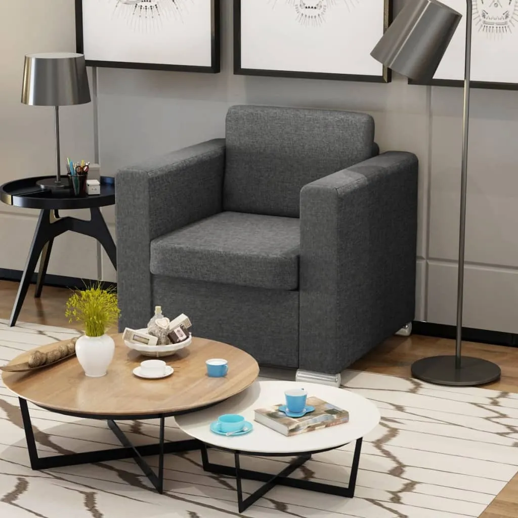 Fauteuil de Salon Gris Foncé Tissu Rembourré Siège de Détente Individuel