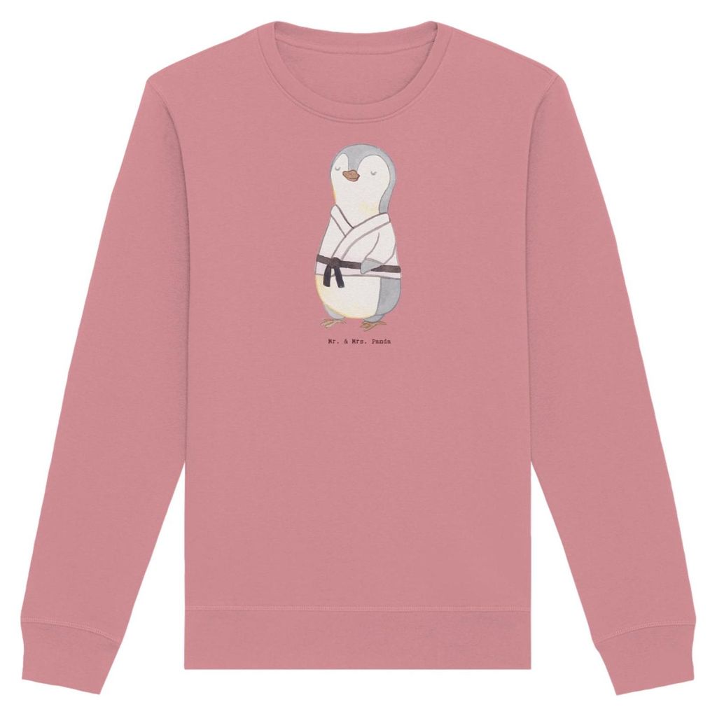 Mr. & Mrs. Panda Rundhals Pullover Pinguin Karate Größe S - Canyon Pink - Geschenk, Baumwoll, Kampfkunst, Nachhaltiger, Pulli, Verein, Selbstvert...