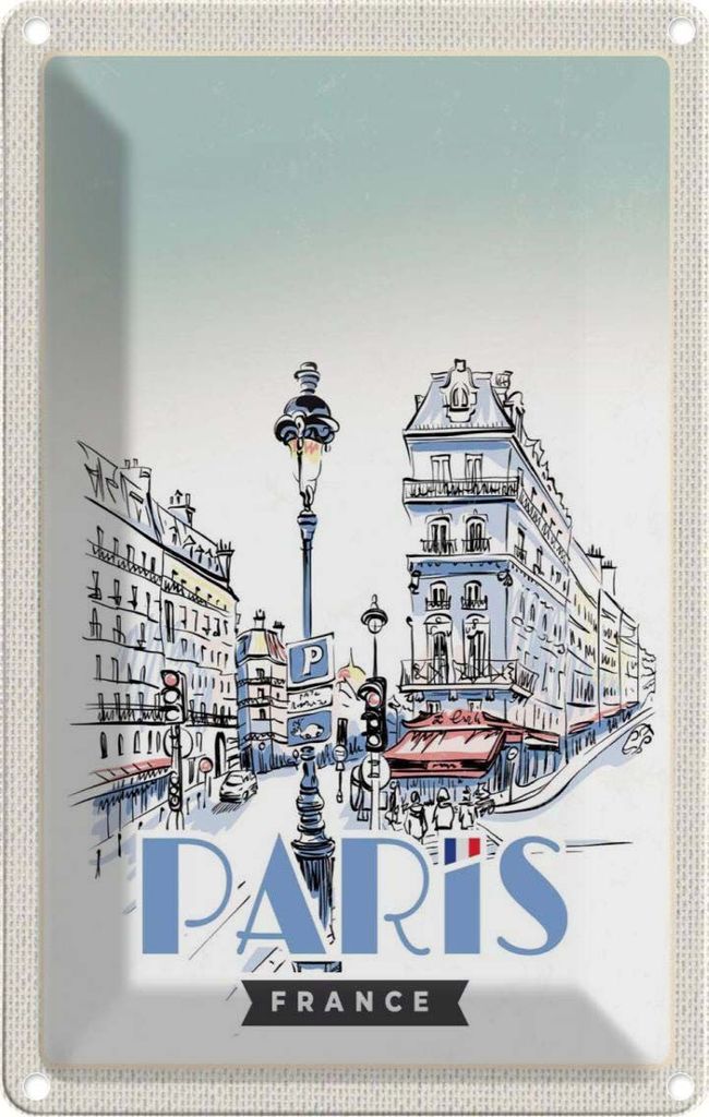 vianmo Blechschild 18x12 cm Paris Frankreich Stadt Kunstbild Bildmotiv Reisemotiv Abenteuer Reisen Urlaub