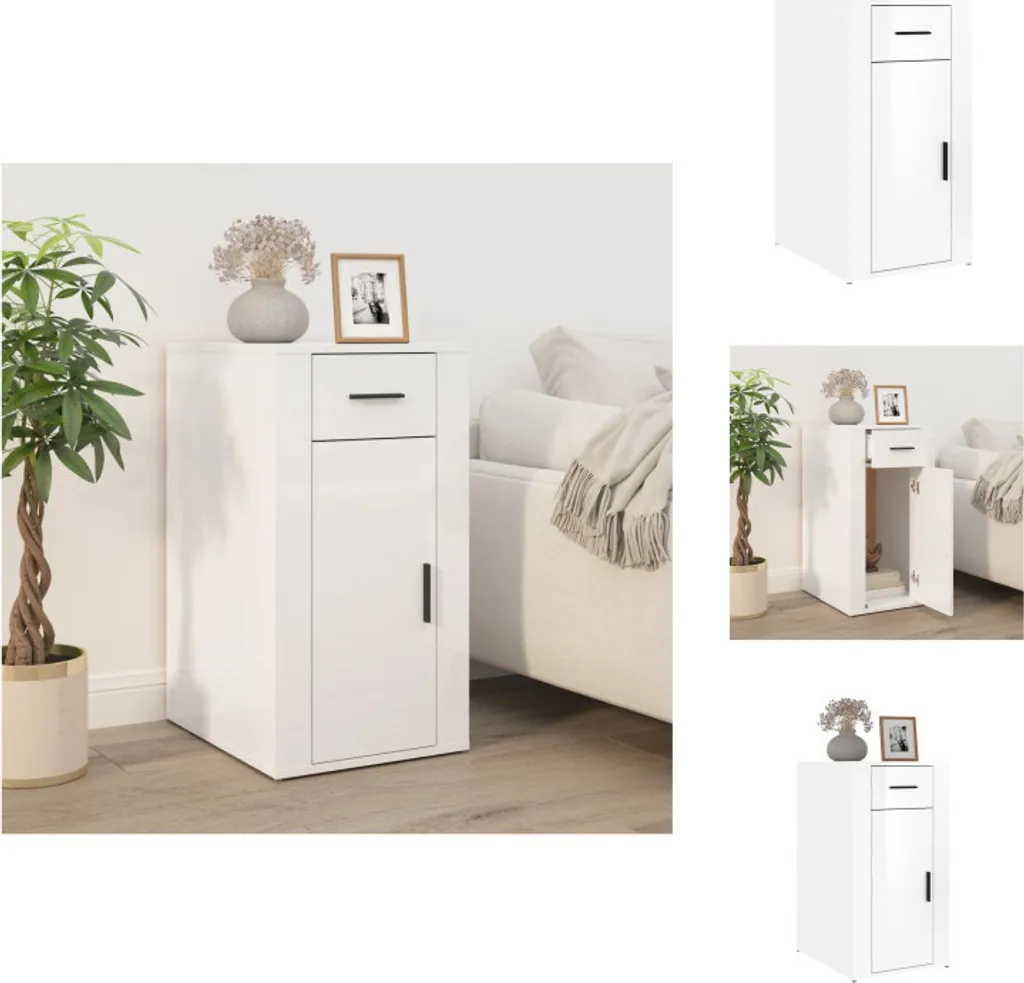 Meuble de bureau compact blanc brillant 75 cm de haut en bois robuste