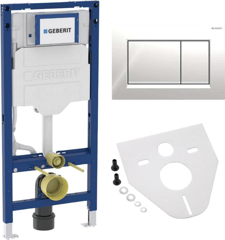 BADfabrik24 Geberit Duofix Element für Wand-WC, 112 cm, mit Sigma UP-Spülkasten 12 cm + Geberit Sigma30 Betätigungsplatte für 2-Mengen-Spülung...