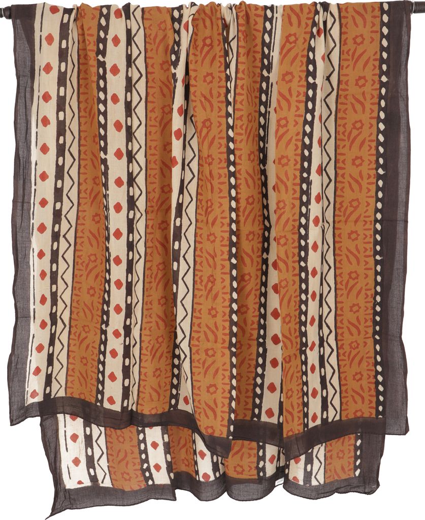Leichter Pareo, Sarong, Handbedrucktes Baumwolltuch - Farb Kombination 26, Uni, Braun, Baumwolle, 190*120 cm, Sarongs & Tücher