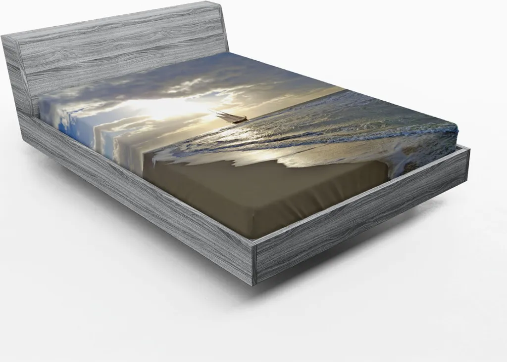 Lenzuolo ABAKUHAUS 180x200 Tema Mare Veliero Spiaggia Tramonto