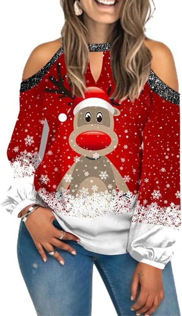 Pull de Noël festif avec imprimé Sapin sur les épaules pour Homme et Femme