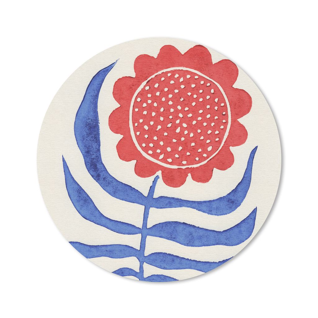 MuchoWow Mauspad Mousepad Blume - Pflanze - Rot - Blau 40x40 cm - Mousepads - Maus Mat - Pad - Mausunterlage - Schreibtisch Accessoires