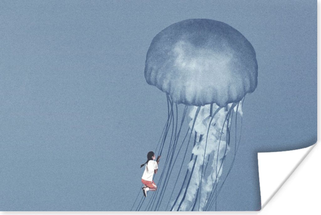 MuchoWow Poster Kinder - Quallen - Meerestiere - Vintage 120x80 cm - Bilder