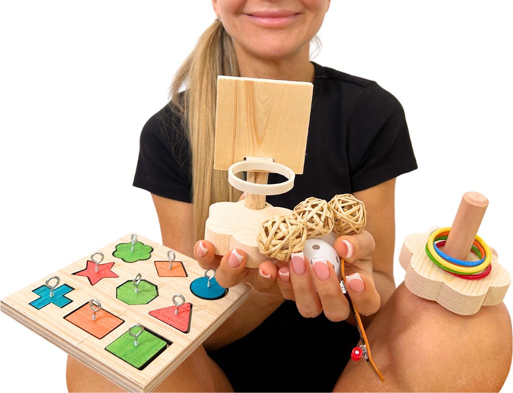 Papageienspielzeug Super-Set für mittlere und große Papageien - vielseitig, sicher, langlebig