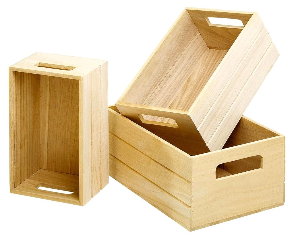 Holzkisten, 3er Set, ca. 30x20x13cm, 27x17,5x12cm und 24x15x10,5cm