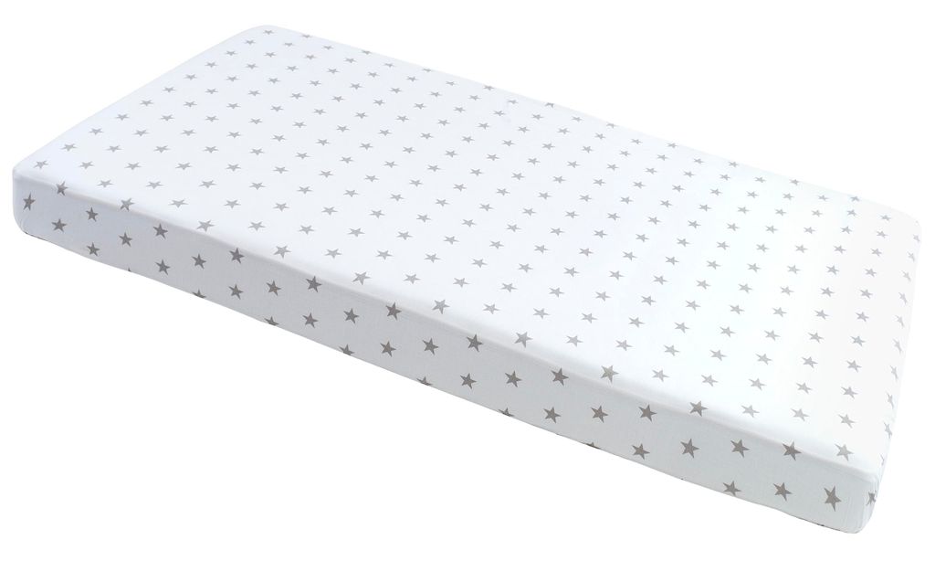 Spannbettlaken für Kinderbett, Spannbettuch, 60x120cm, Baumwolle, graue Sterne
