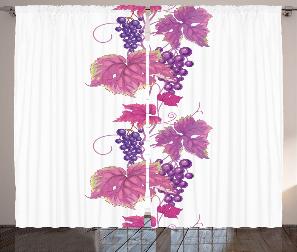 ABAKUHAUS Natur Rustikaler Vorhang, Lebhaftes Blatt und Pflanze, Wohnzimmer Universalband Gardinen mit Schlaufen und Haken, 280 x 225 cm, Fuchsienf...