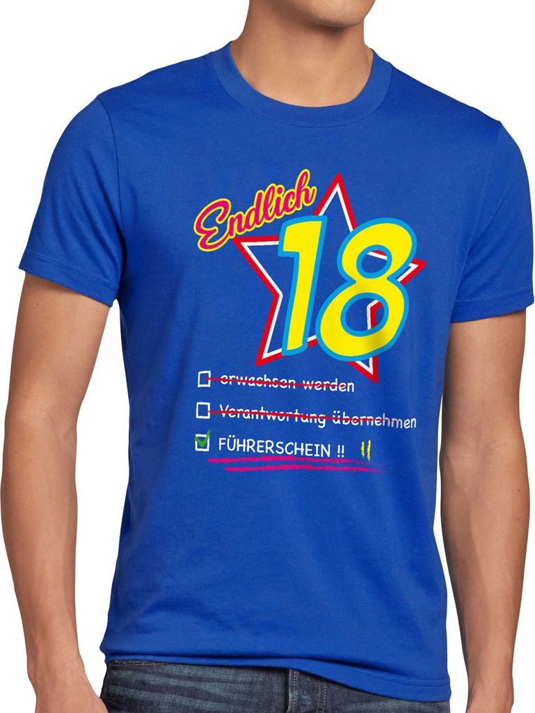BaumwolleCloud Endlich 18 Führerschein Herren T-Shirt Geburtstag Party Fun
