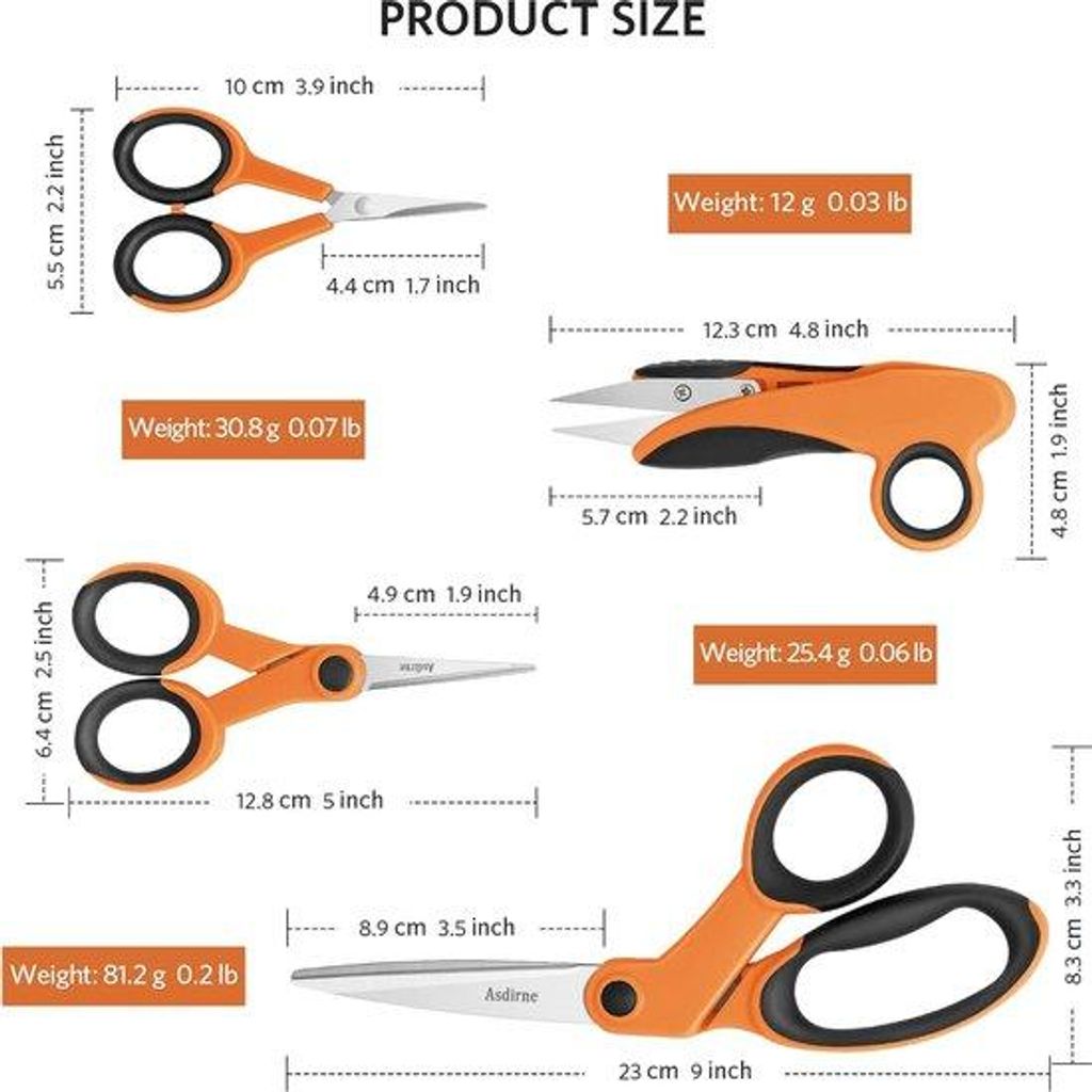 Schneidwerkzeug-Set - Multifunktionales Edelstahl-Büroschneidwerkzeug, 4 Stück, orange/schwarz
