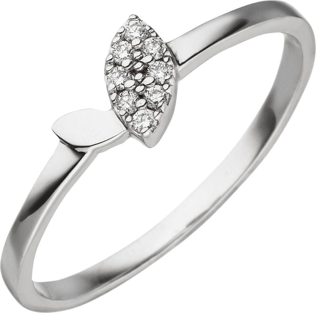 Gr. 58 Damen Ring schmal 585 Gold Weißgold 8 Diamanten Produktbild 