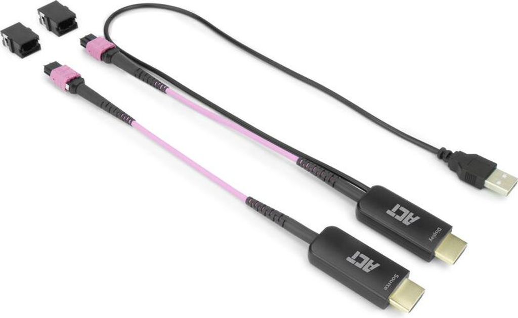 ACT HDMI auf MTP/MPO-Adapter-Set zur Erweiterung einer HDMI-Verbindung auf bis zu 8K@60Hz, Elfenbein, 1,80 m, Männlich/Weiblich, 36 Polig Centronics