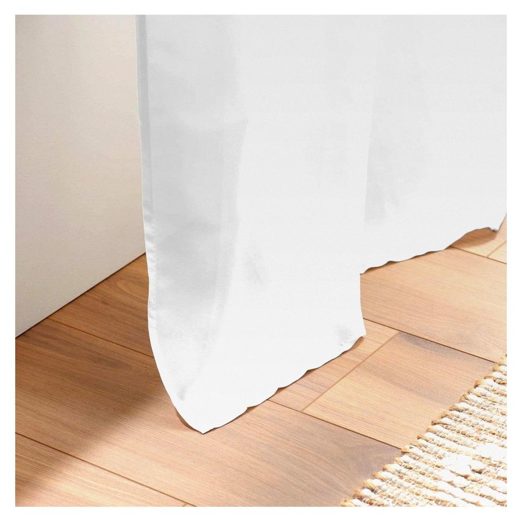 Ösenvorhang aus Polyester, unifarben, Mikrofaser, 140 x 260 cm, Weiß