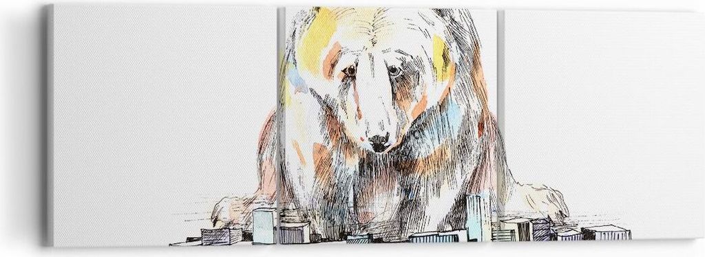 Bild auf Leinwand - Leinwandbild - Bär Spielzeug Spiel Illustration - 90x30cm - Wand Bild - Wanddeko - Leinwanddruck - Bilder - Kunstdruck - Wandd...