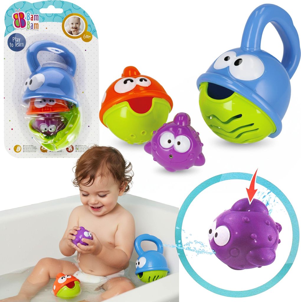 Bam Bam FISCH Badespielzeug, Wasserspielset für Babys 6m+