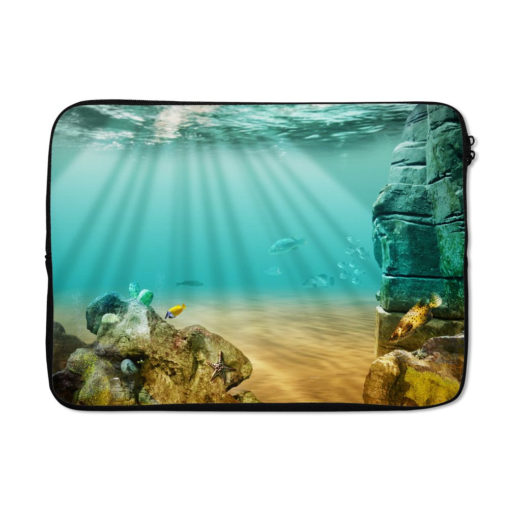 MuchoWow Laptop Hülle 13 Zoll Meer - Fisch - Wasser Laptoptasche - Laptophülle - Sleeve - Rundumschutz