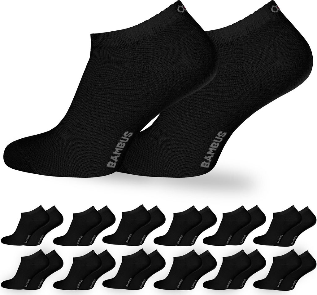 OCERA 12x Bambus Sneaker Socken Uni für Damen und Herren in Produktbild 