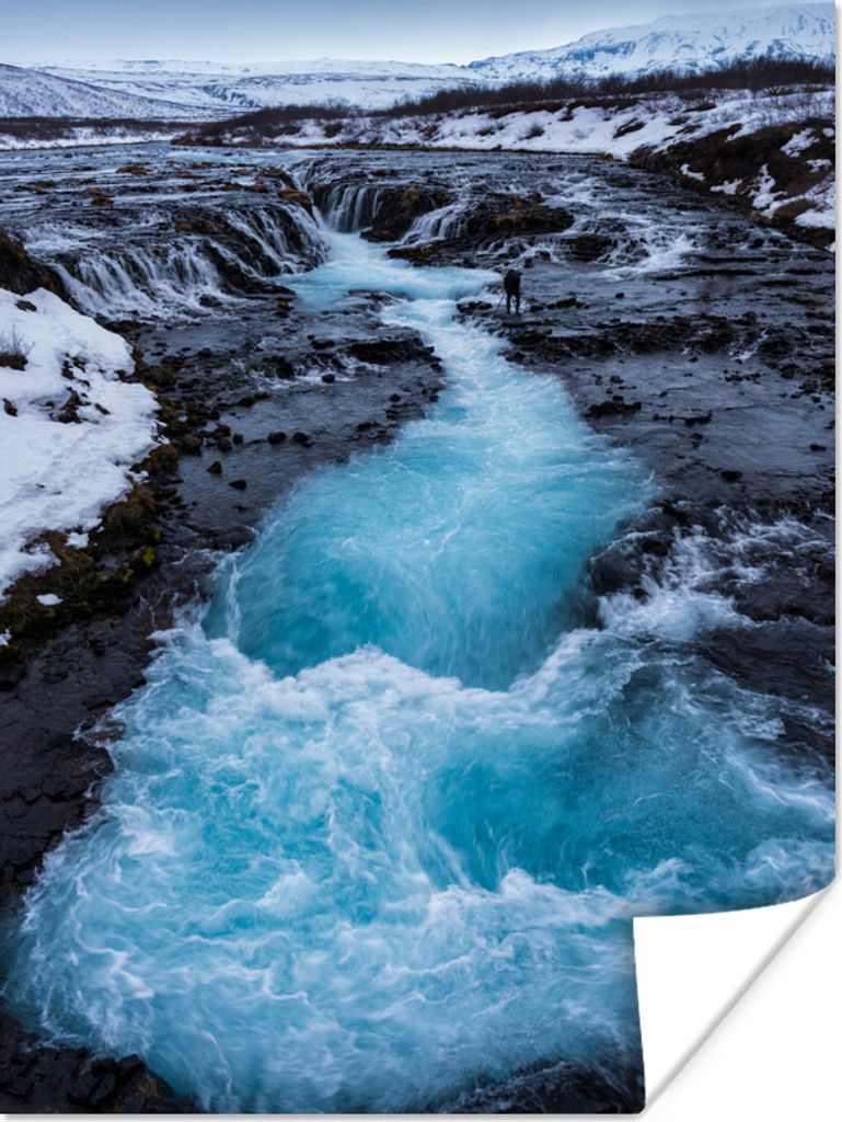 MuchoWow Poster Verschiedene Blautöne im Wasser des Gullfoss-Wasserfalls 30x40 cm - Wandplakat - Poster Kinderzimmer