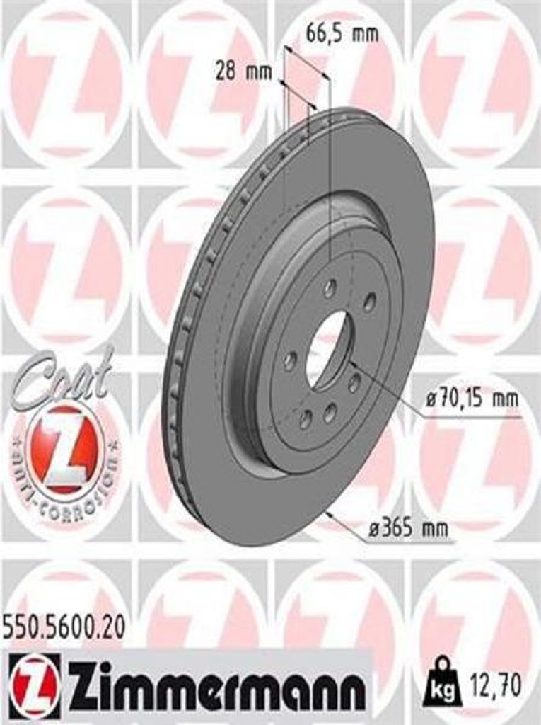 2x ZIMMERMANN Bremsscheibe 550.5600.20 für TESLA Model S (5YJS) 66mm 12 70kg