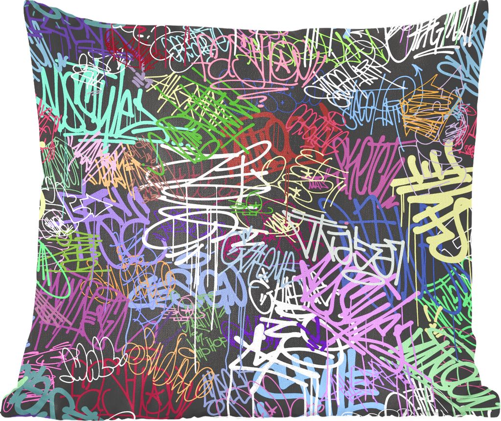 MuchoWow Zierkissen Sofakissen Wohnzimmer Dekokissen 45x45 cm Straßenkunst - Vintage - Farbe - Schlafpolster - Polster für das Sofa